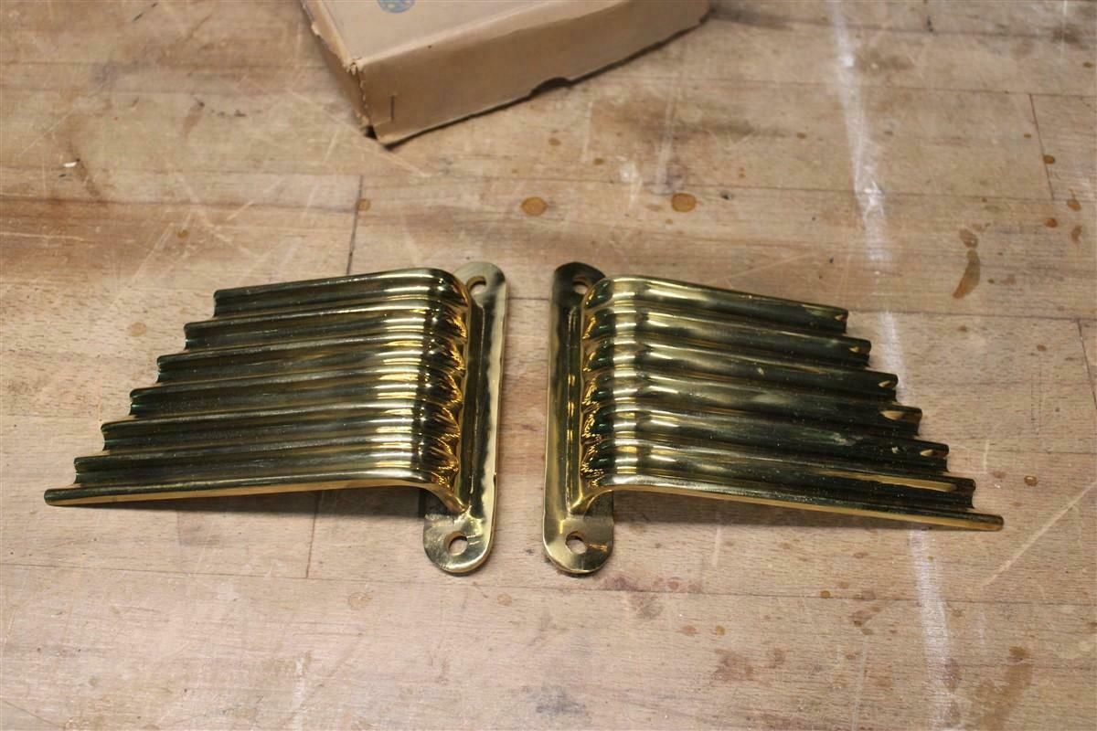 photo for sale Solid Brass Handles Italy 1950 Mid Century Wings Futurist Minimalist Gold