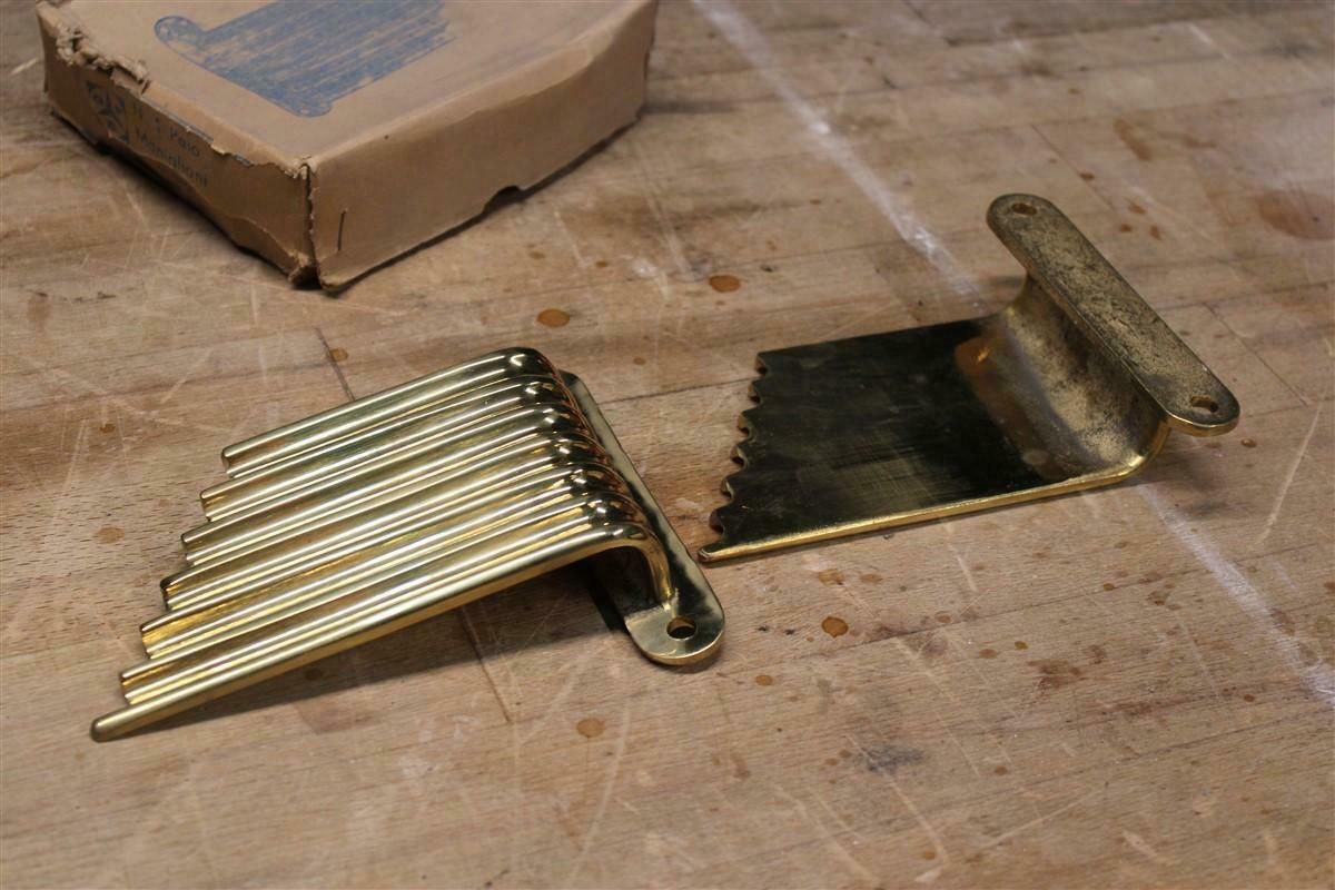 photo vintage Solid Brass Handles Italy 1950 Mid Century Wings Futurist Minimalist Gold