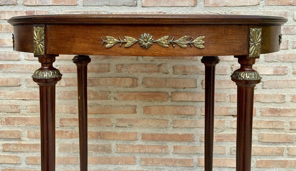 Mid 20th Century French Oak Wood Oval Side Table, 1950s photo furniture