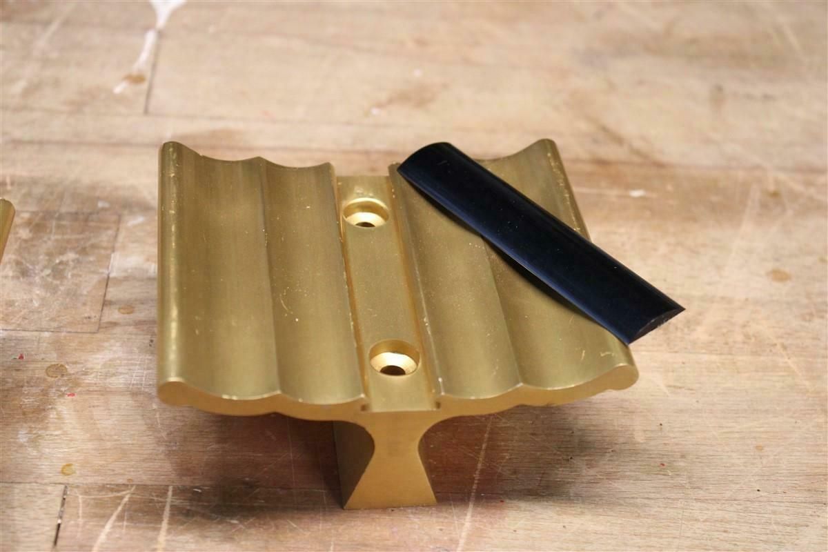 Mid Century Satin Brass Handles Italian Design 1950 Gold And Black photo for sale