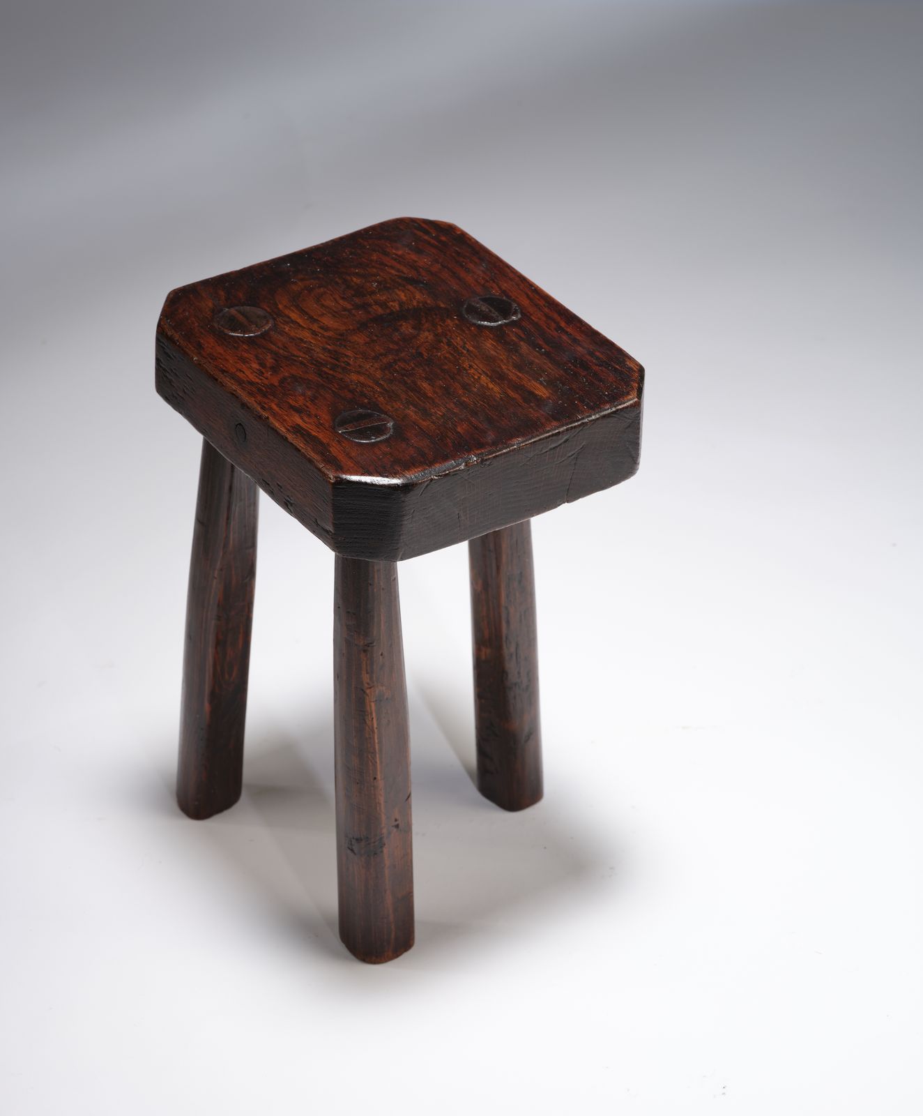 Delightful Primitively Made French 18th Century Oak Milking Stool, Circa 1780s