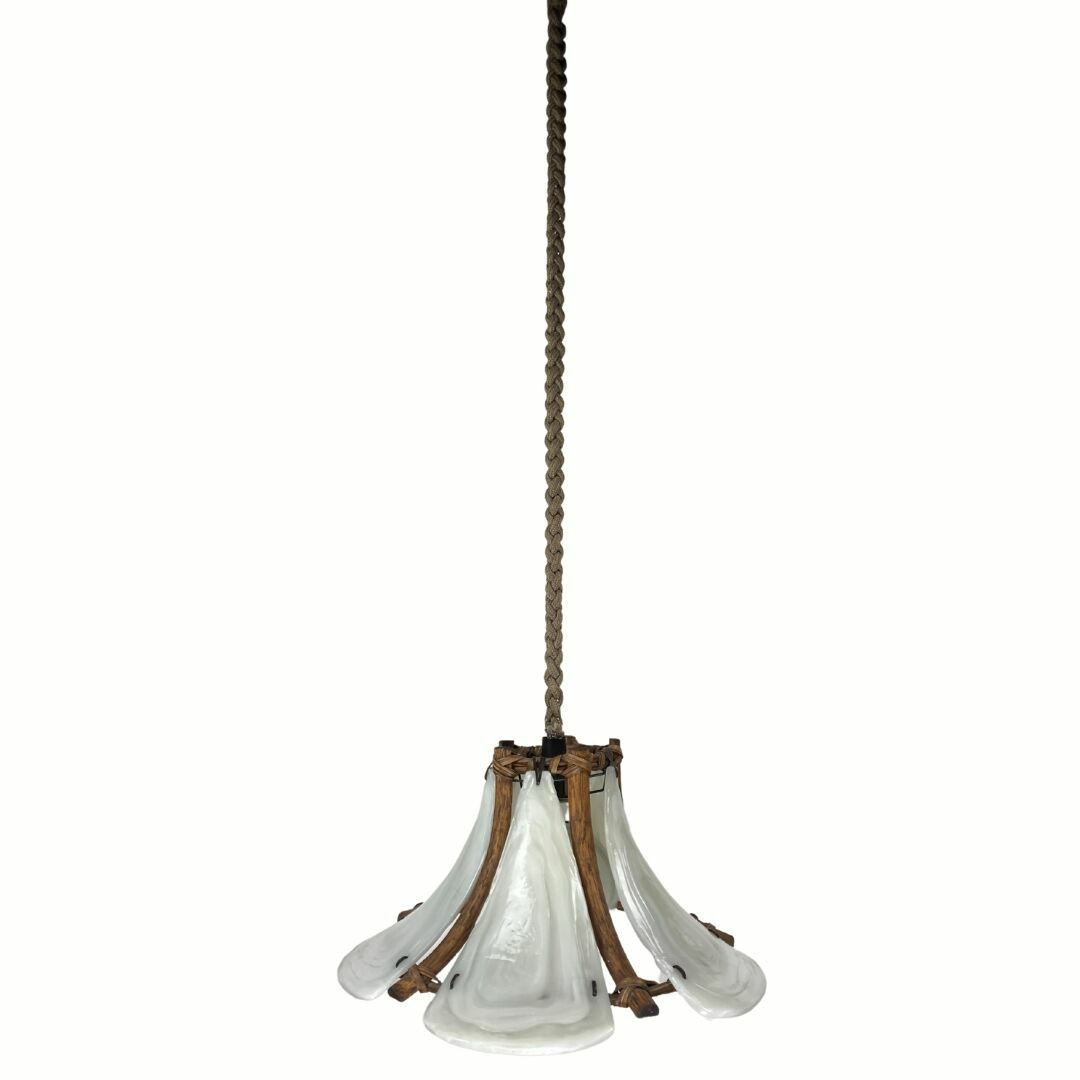 660.4 Bamboo Acrylic And Opaline Hanging Pendant, 1970 photo