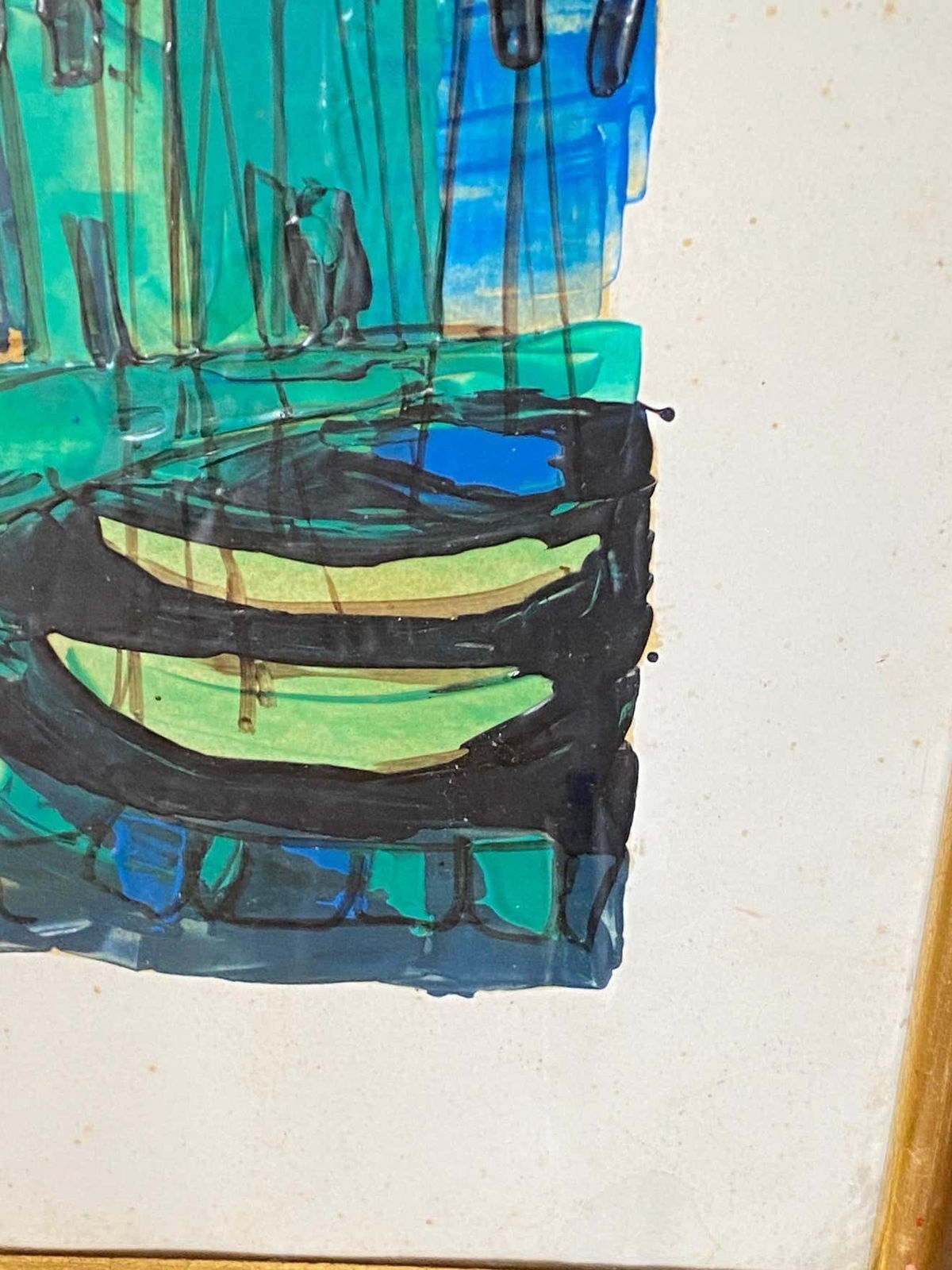 Painting Abstract, Saint Tropez Harbor Scene, France, 1960 photo buy