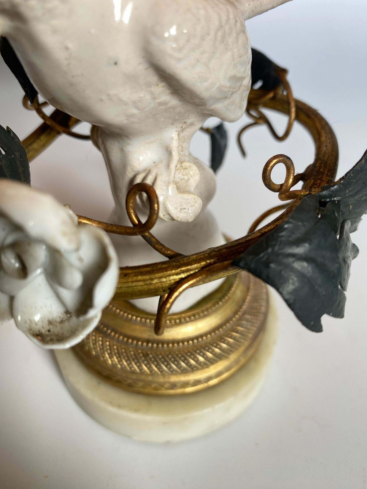 Table Lamp In Ceramic And Brass, White And Gold Colour, France 19th Century photo Lighting