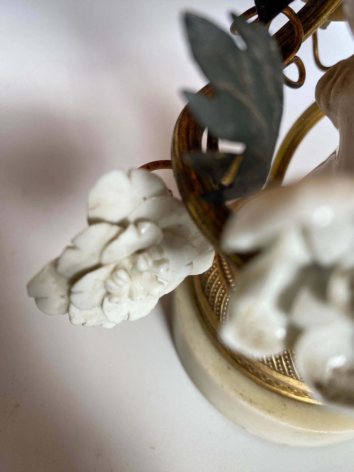 Table Lamp In Ceramic And Brass, White And Gold Colour, France 19th Century photo vinterior