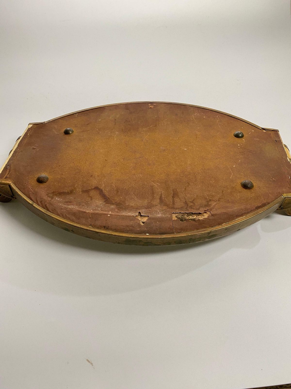 Art Deco Platter, Tray, Brass, And White Wood, Handles And Mirror, France 1930 photo furniture