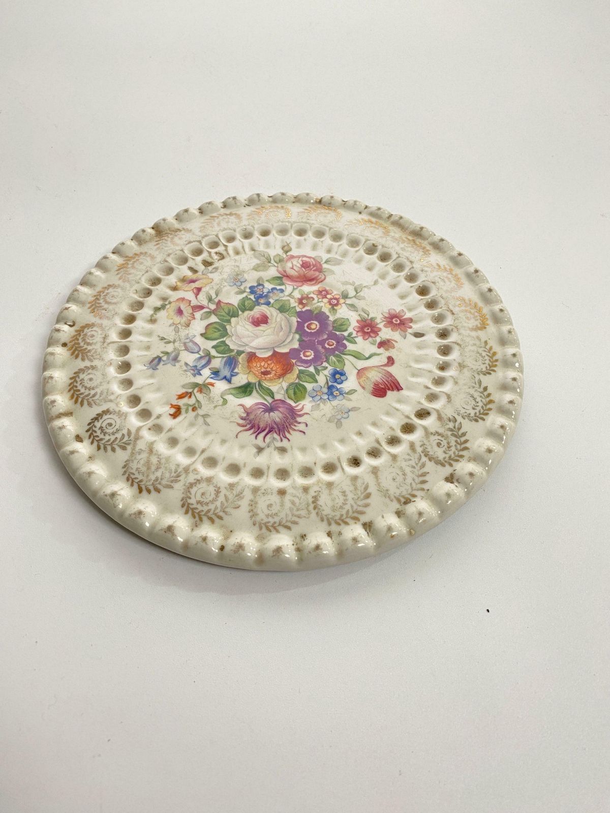 Porcelain Centre Table Or Trivet, In Limoges Cèramic, Made In France, Circa 1960 photo vinterior