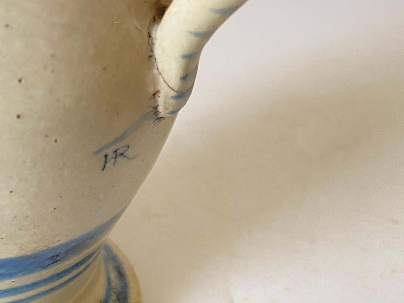 Jug In Pottery Beautiful Old Patina, France 18th Century, Quimper Hr photo vintage