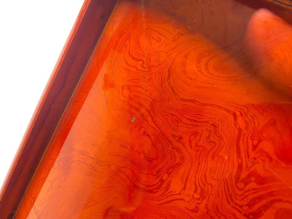 Platter In Wood With Lacquered Painting, Brown Color, England, 1970 photo 382.0