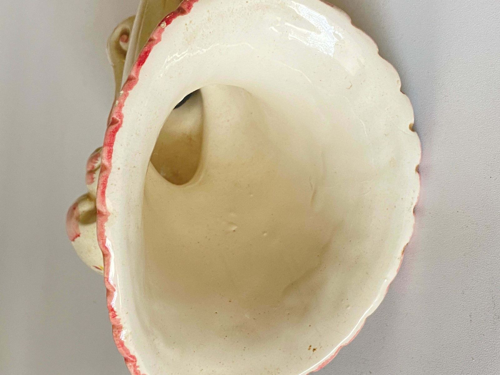 Faience Vase, White Red And Yellow Colour, In The Style Of Moustier France 1930 photo for sale