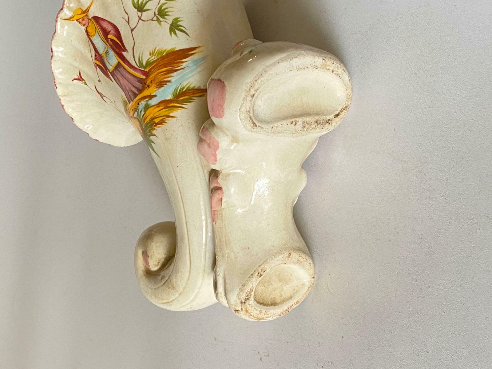 Faience Vase, White Red And Yellow Colour, In The Style Of Moustier France 1930 photo Home Decor