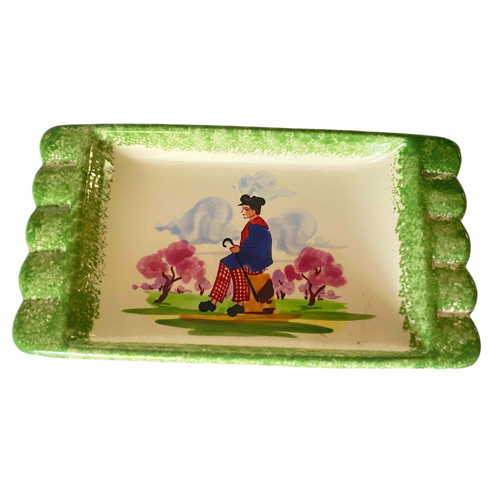 Butter Dish, Ceramic In The Style Of Quimper, Yellow Colour, France Circa 1950