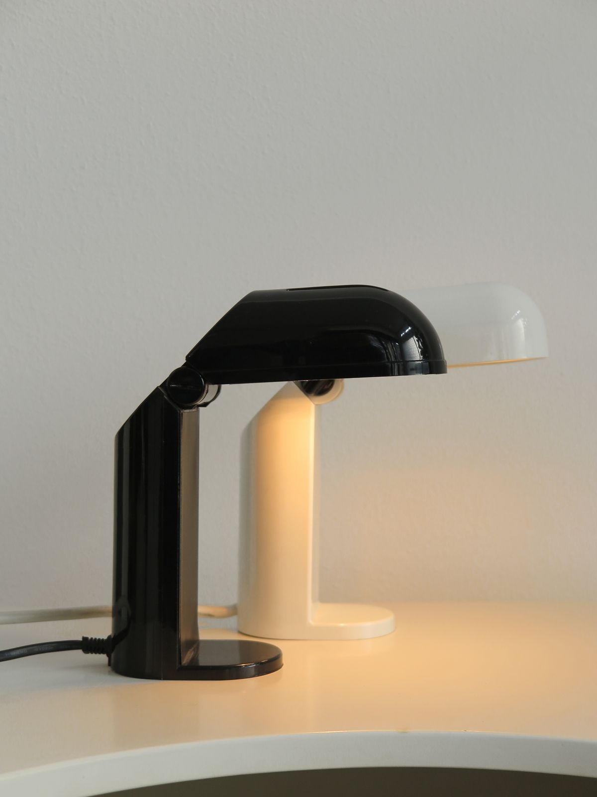 Couple Of Black & White Italian Table Lamps, 1960s