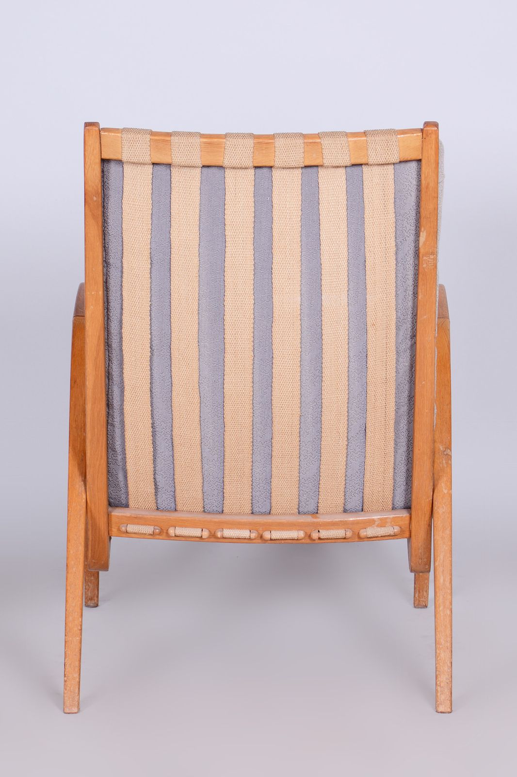Grey Mid Century Oak Armchair By Jan Vanek, 1950s, Czechia photo for sale