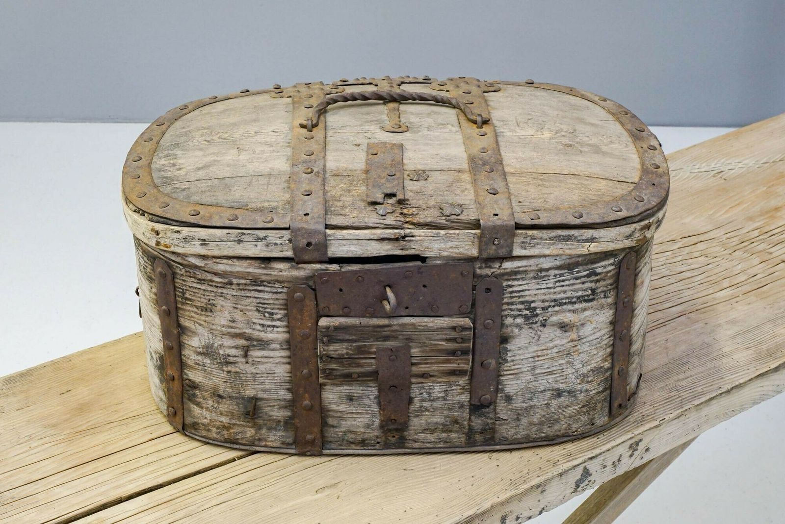 Metal Bound Box, 1800s, Iron, Antique photo Home Decor