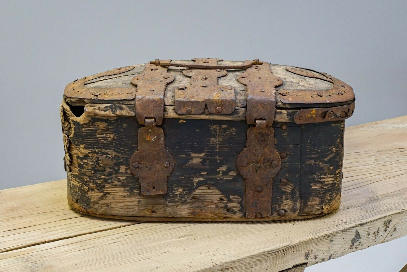 Metal Bound Box, 1900s, Iron, Antique photo vintage
