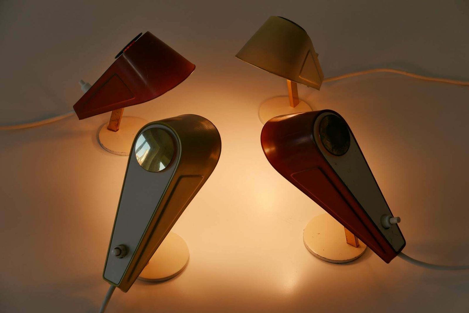 Set Of Four Lovely Mid Century Sparrow Bedside Table Lamps, 1950s, Germany photo for sale