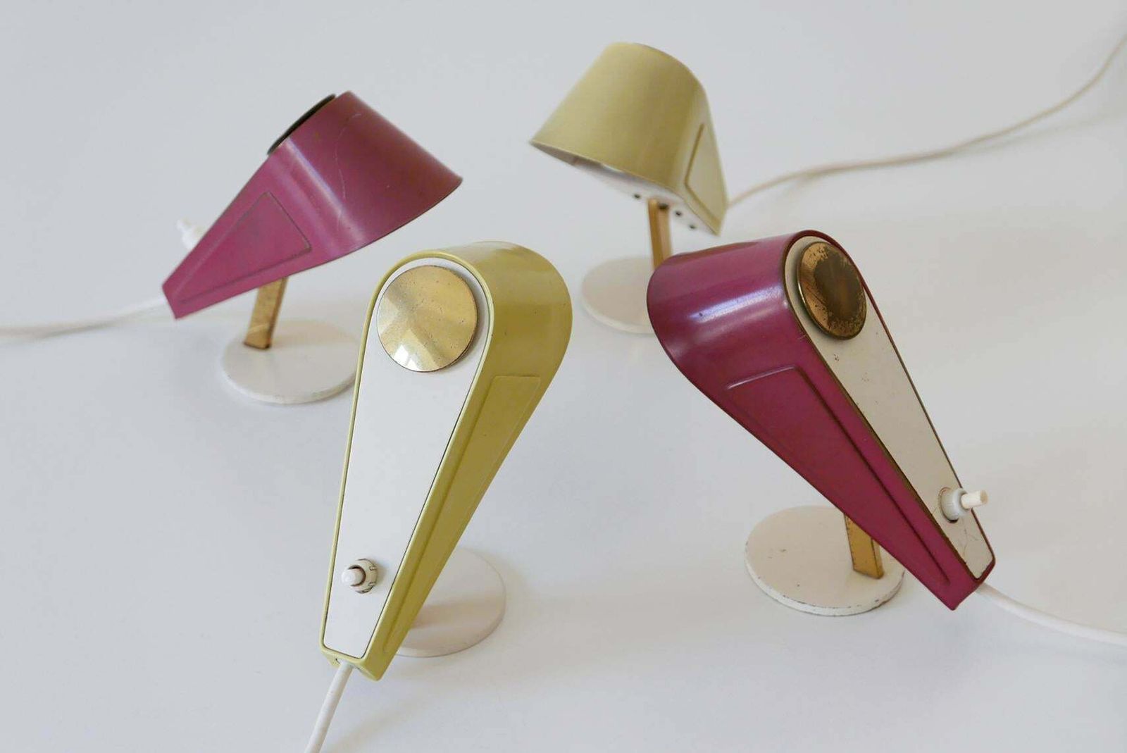 Set Of Four Lovely Mid Century Sparrow Bedside Table Lamps, 1950s, Germany photo vintage