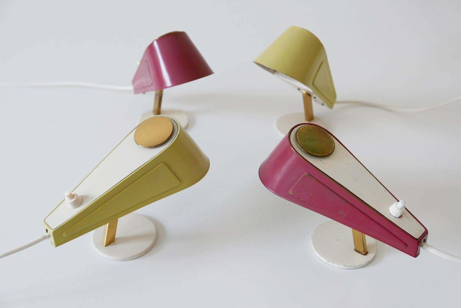 photo for sale Set Of Four Lovely Mid Century Sparrow Bedside Table Lamps, 1950s, Germany