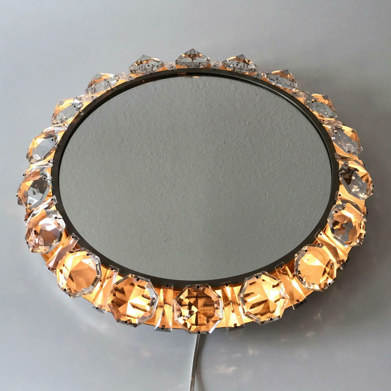 Elegant Mid Century Modern Circular Backlit Wall Mirror By Palwa Germany 1960s photo buy