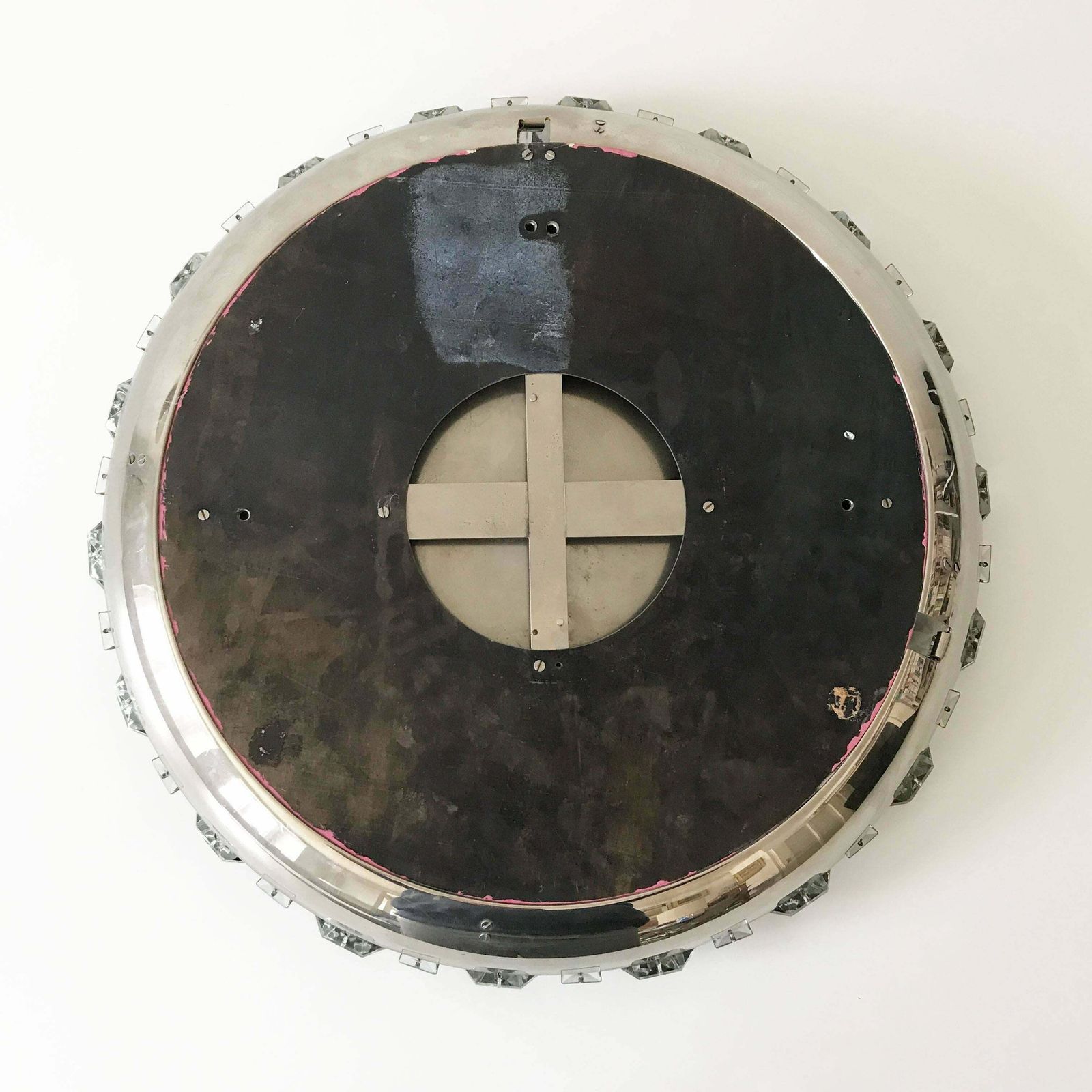 photo furniture Elegant Mid Century Modern Circular Backlit Wall Mirror By Palwa Germany 1960s