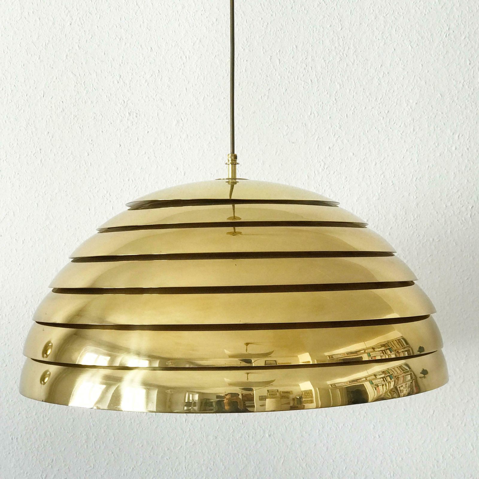 Large Mid Century Modern Brass Pendant Lamp By Vereinigte Werkstätten München photo furniture