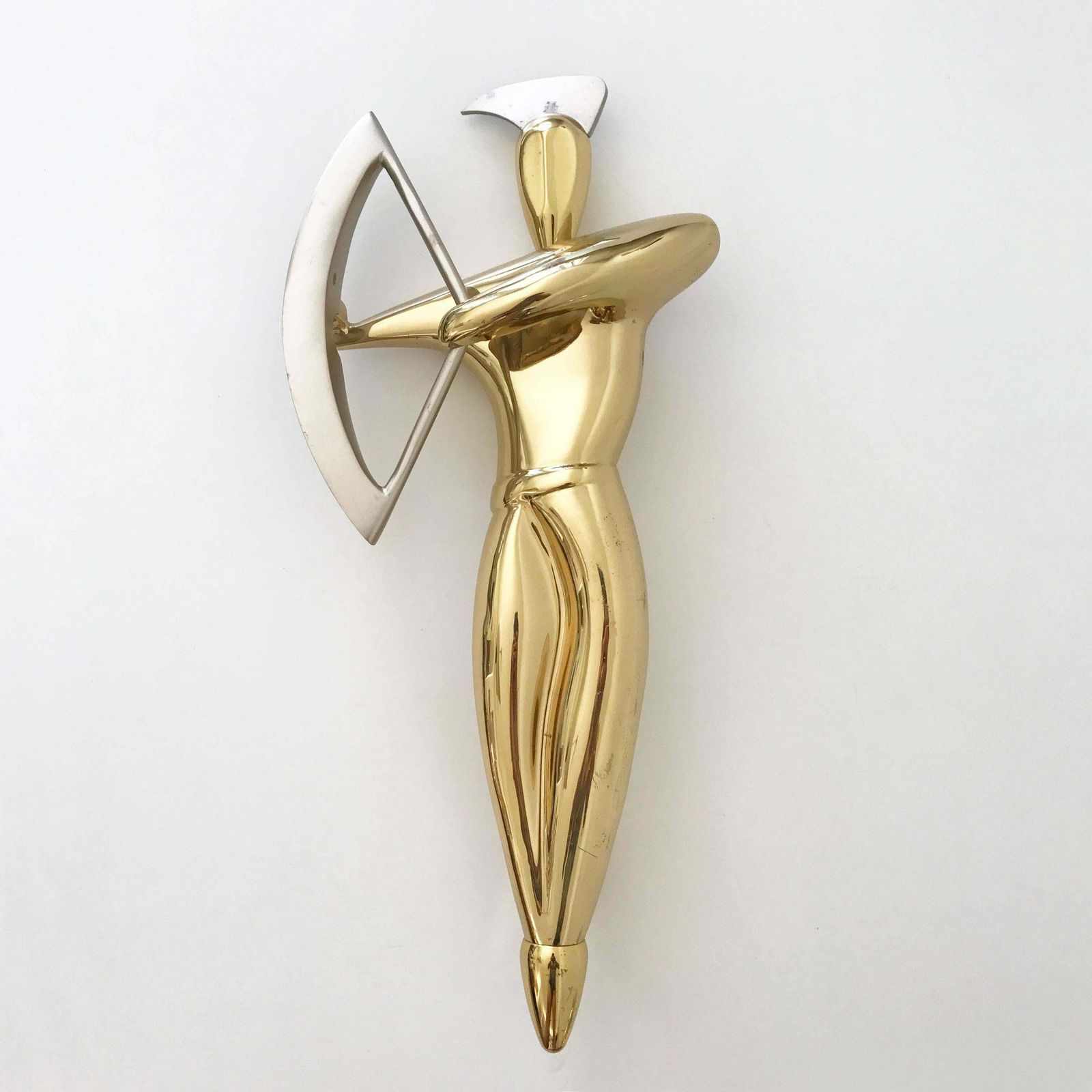 Set Of Two Hollywood Regency Wall Mount Massive Brass & Steel Archers 1980s photo furniture