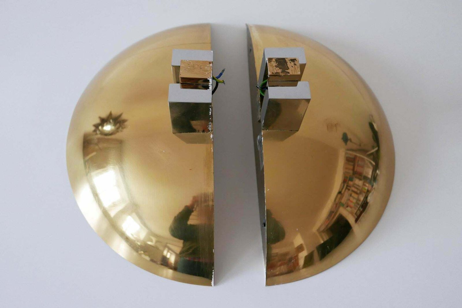 photo furniture Set Of Two Midcentury Brass Wall Lamps Or Sconces By Art Line, 1980s, Germany