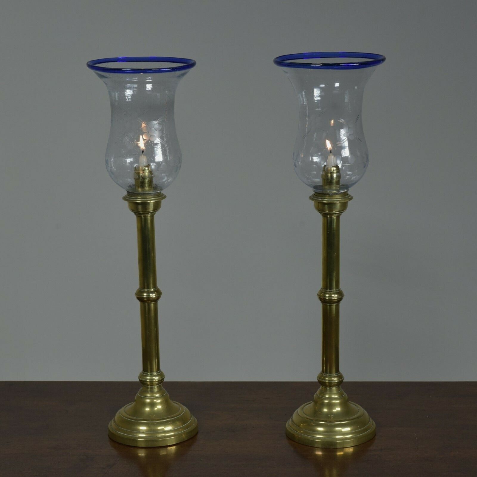 Spring Loaded Candlesticks With Storm Shades
