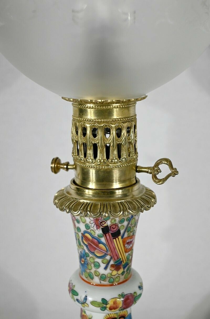 Pair Of Oil Lamps, Napoleon III Period   Mid 19th Century photo vintage