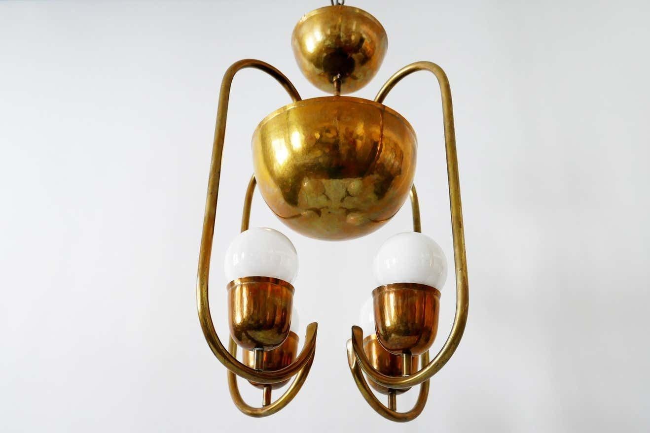 photo buy Unique Bauhaus Art Deco Brass Chandelier Or Pendant Lamp By Hayno Focken 1930s