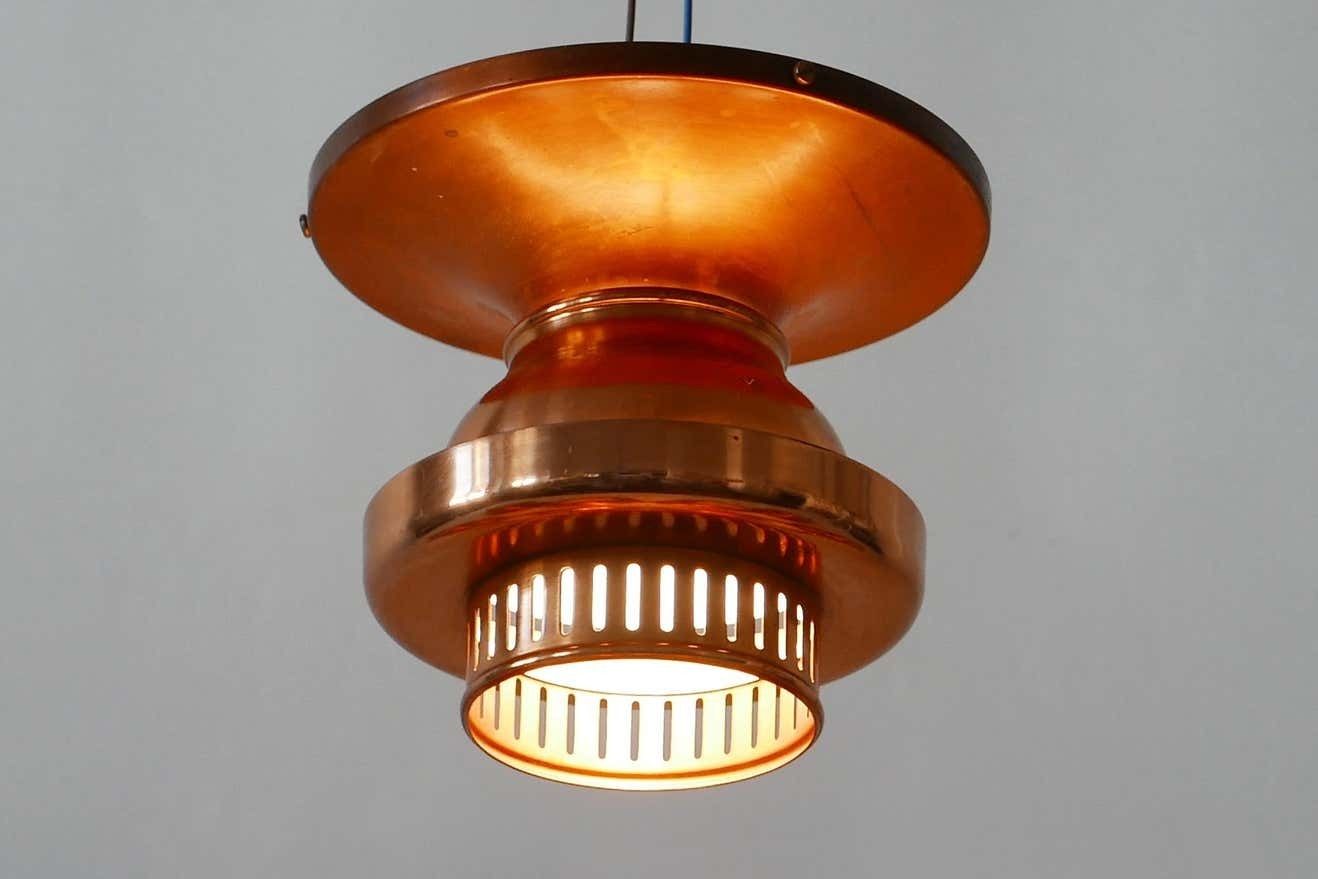 Elegant Mid Century Modern Copper Ceiling Lamps Or Flush Mounts, 1960s, Denmark photo vintage
