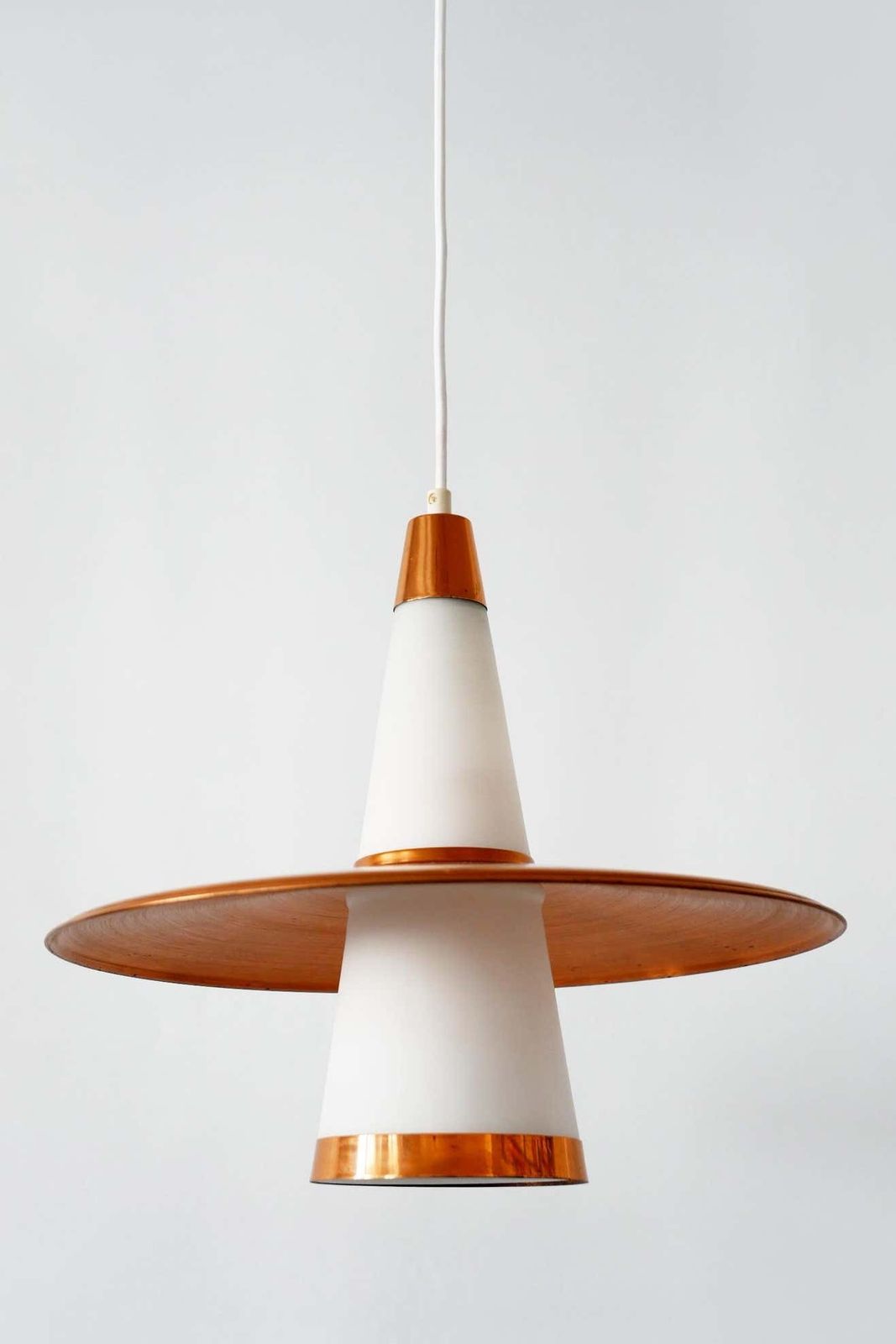 1680.0 Mid Century Modern Sputnik Copper & Opaline Glass Pendant Lamp Ufo 1950s Denmark photo