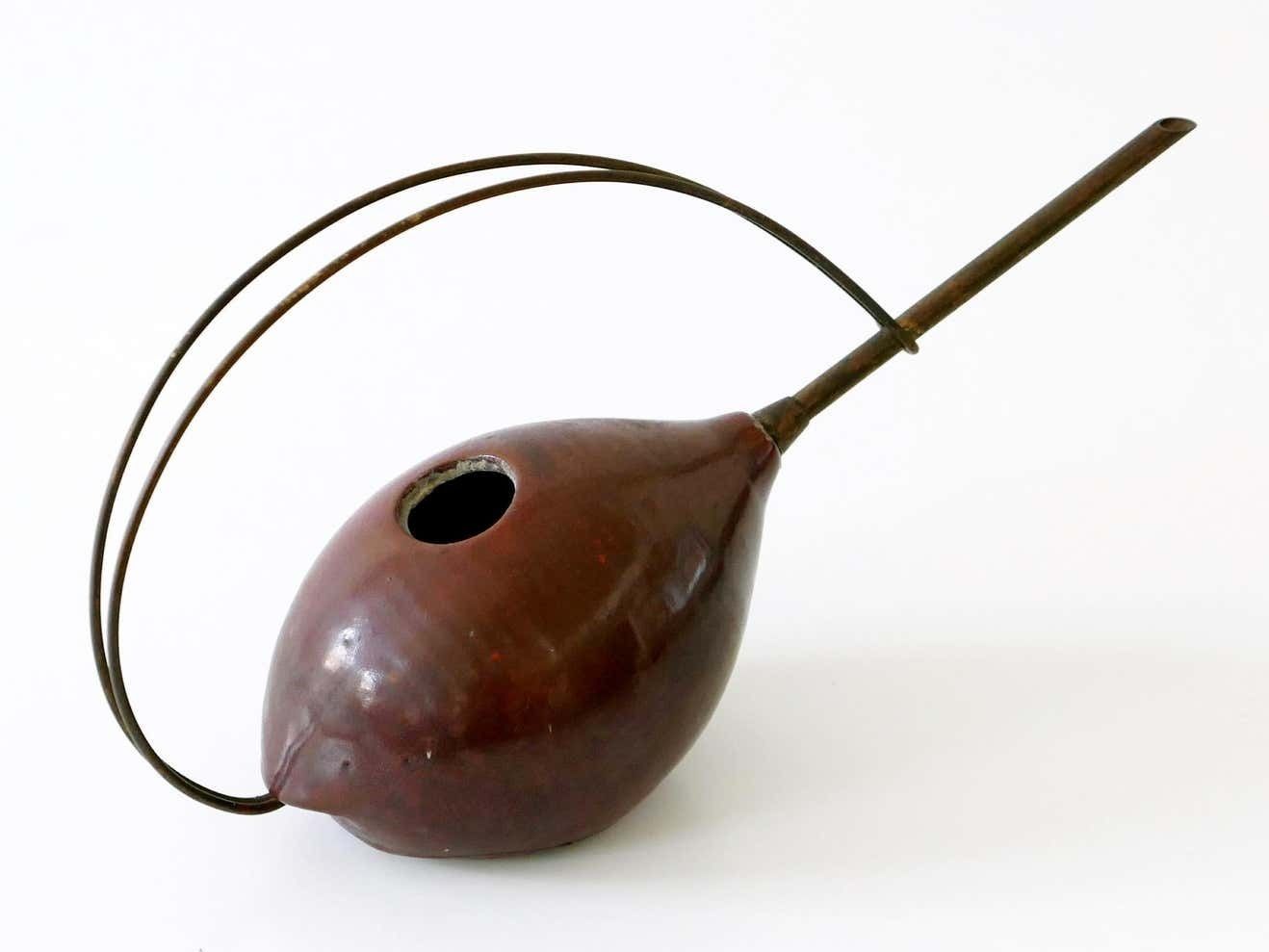Lovely Mid Century Modern Ceramic And Brass Watering Can, 1950s, Germany photo furniture