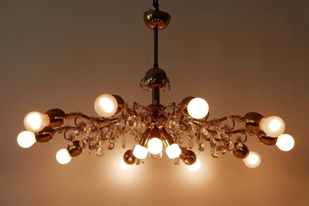 10 Armed Mid Century Modern Sputnik Chandelier Or Pendant Lamp By J. &L. Lobmeyr photo vintage