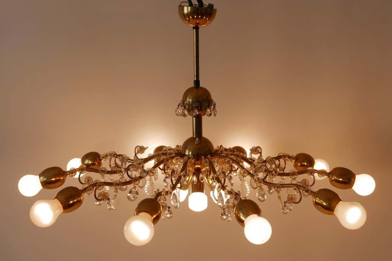 photo for sale 10 Armed Mid Century Modern Sputnik Chandelier Or Pendant Lamp By J. &L. Lobmeyr
