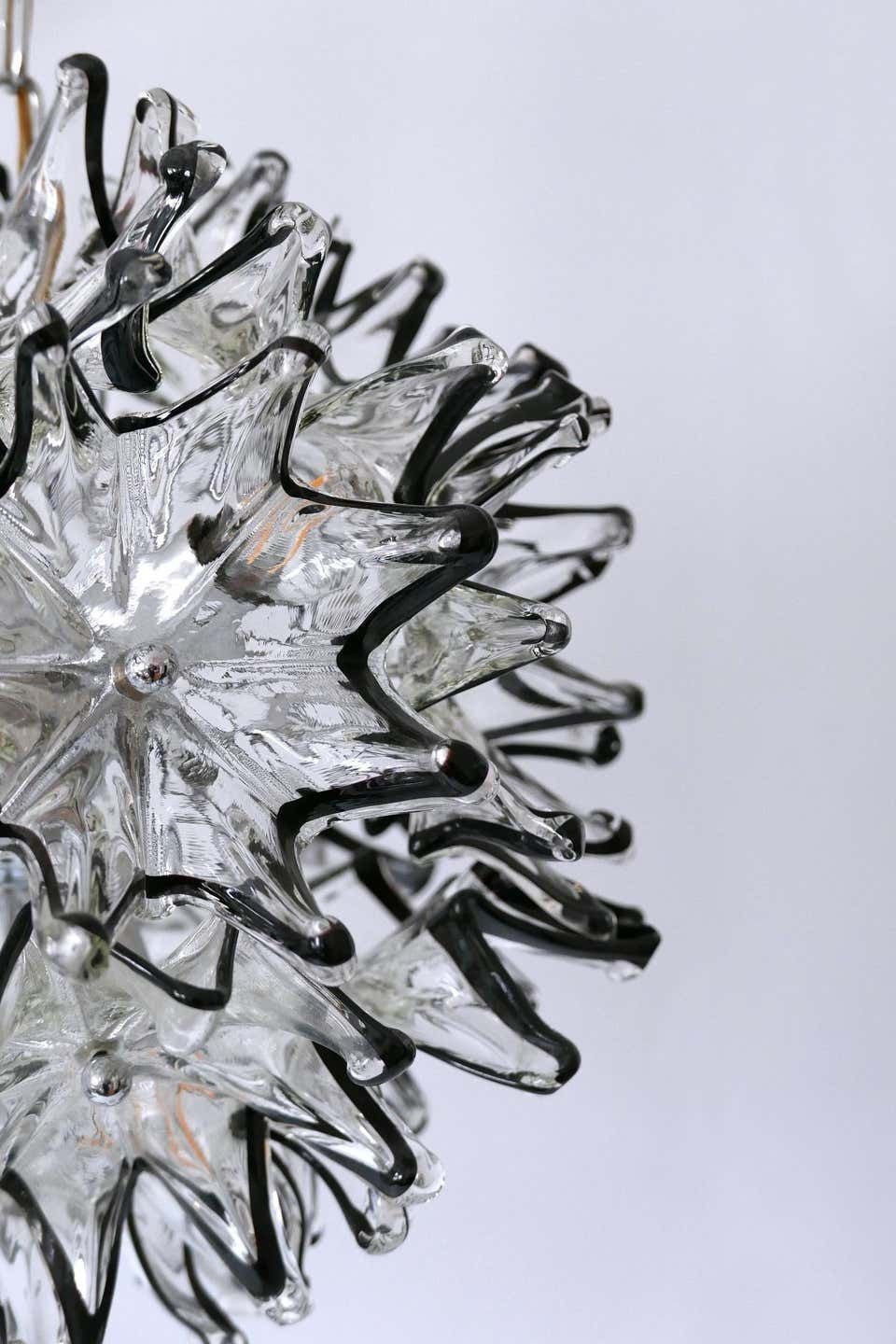 Mid Century Modern 6 Flamed Chandelier Or Pendant Lamp Dandelion 1960s Italy photo vinterior