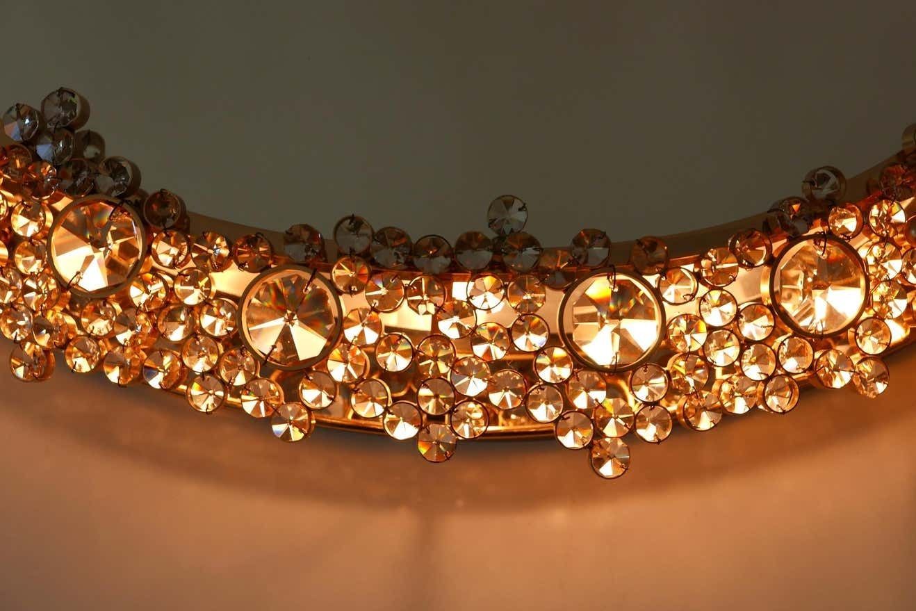Home Decor Gorgeous Gilt Brass & Crystal Glass Backlit Wall Mirror By Palwa, Germany, 1970s photo