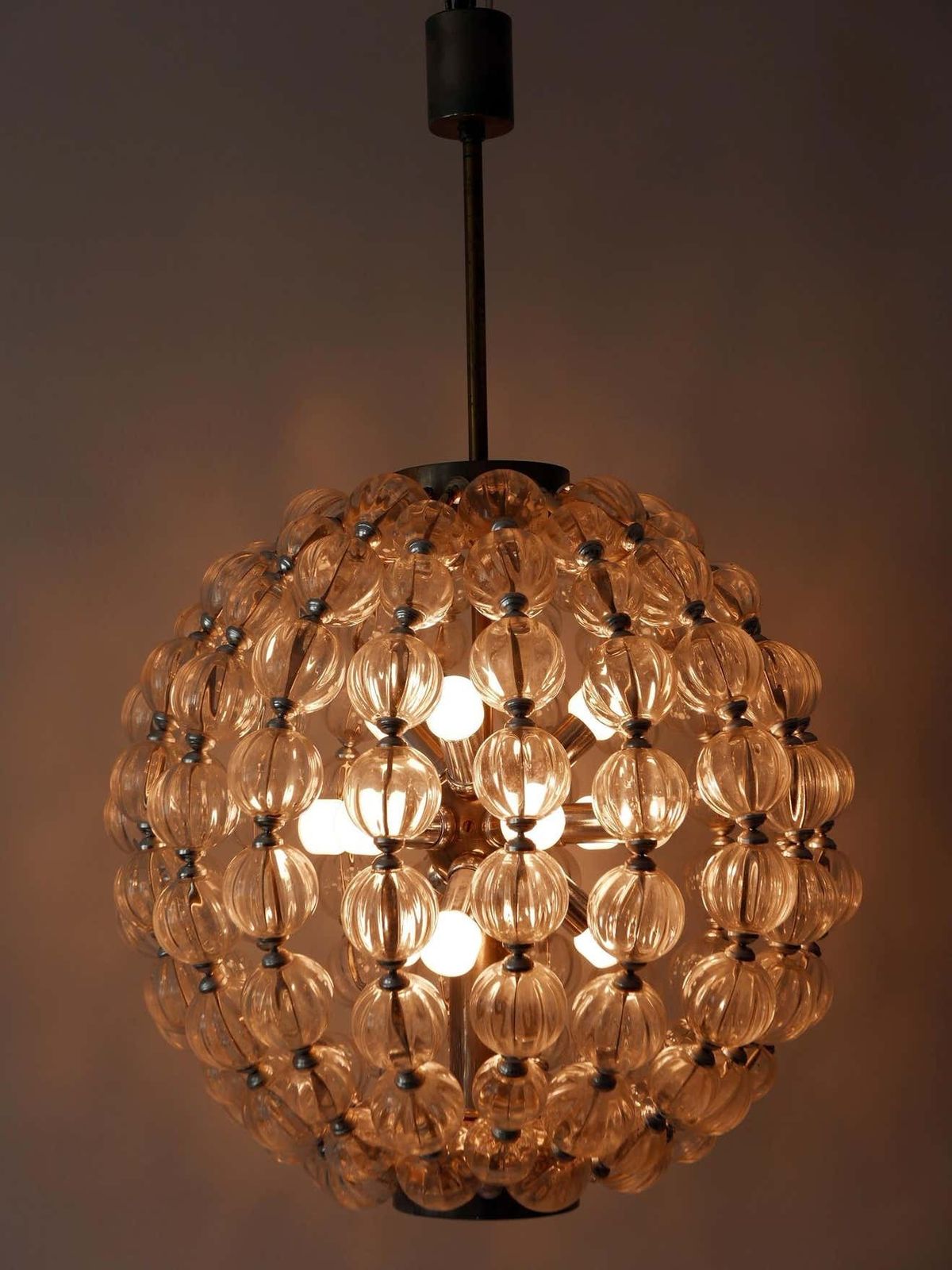 Huge Mid Century Modern 13 Flamed Glass Sputnik Chandelier Or Pendant Lamp 1960s photo buy