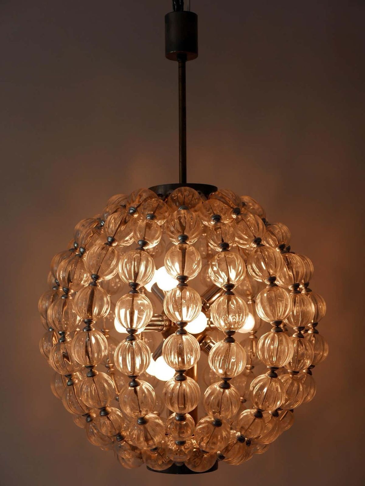 photo buy Huge Mid Century Modern 13 Flamed Glass Sputnik Chandelier Or Pendant Lamp 1960s