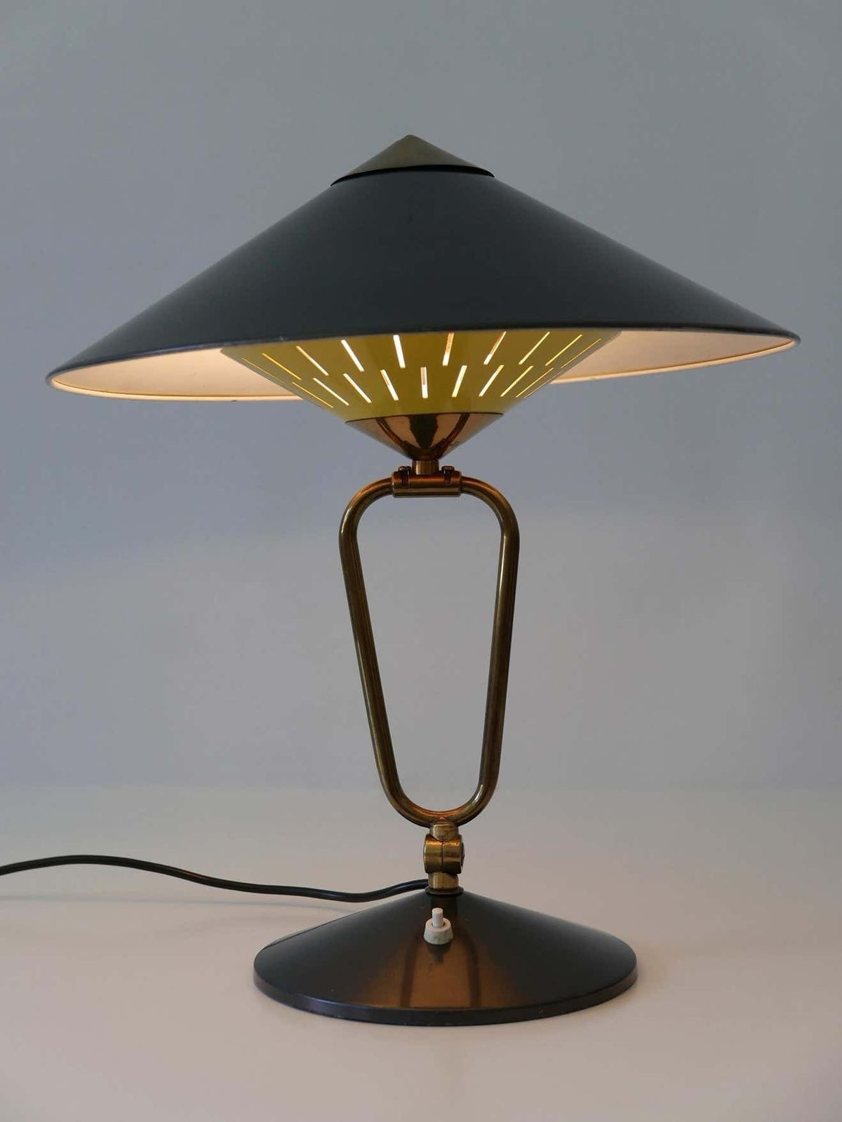 Articulated Large Mid Century Modern Table Lamp Or Wall Sconce ''Witch Hut'' 1950s photo furniture