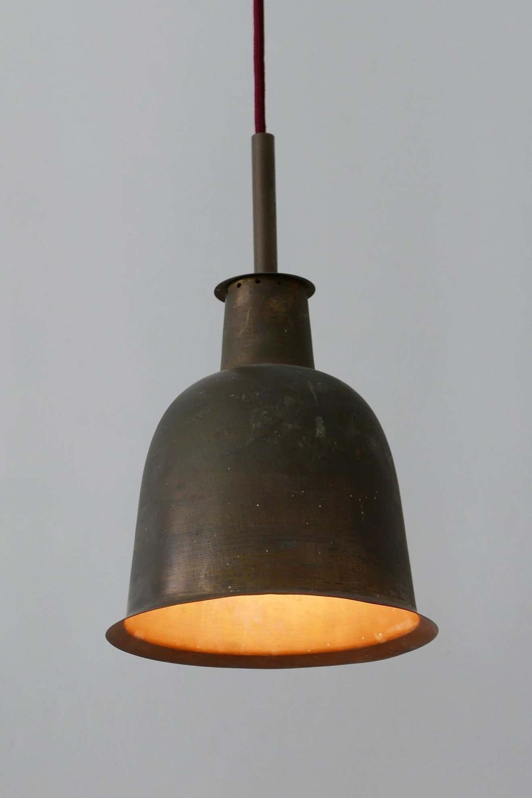 Lighting Rare & Elegant Mid Century Modern Brass Church Pendant Lamp, Germany, 1950s photo
