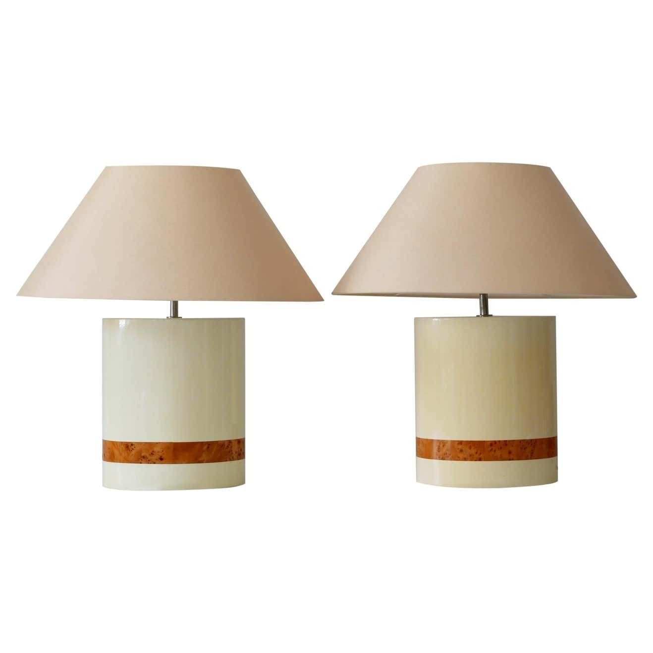Set Of Two Elegant Mid Century Modern Table Lamps By Tommaso Barbi, Italy, 1970s