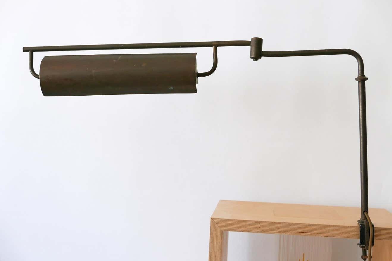 2904.0 Exceptional Modernist Bauhaus Articulated Brass Clamp Table Lamp, Germany, 1930s photo