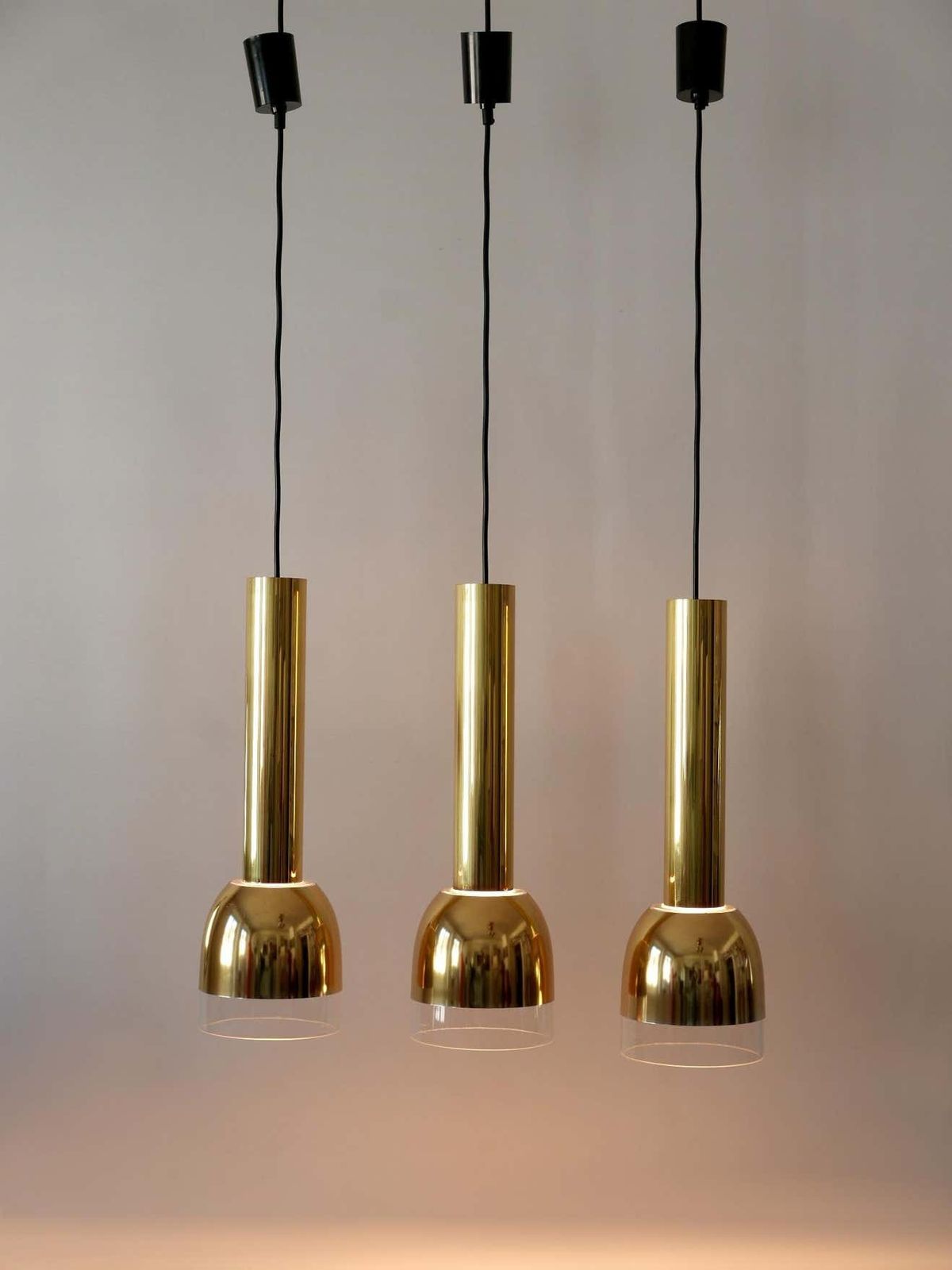 photo buy Set Of Three Mid Century Modern Pendant Lamps By Glashütte Limburg Germany 1970s