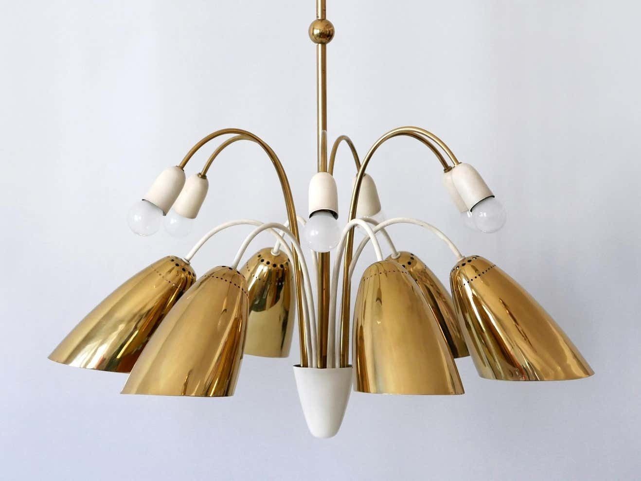 Rare Large 12 Armed Sputnik Chandelier Or Pendant Lamp By Vereinigte Werkstätten photo Lighting