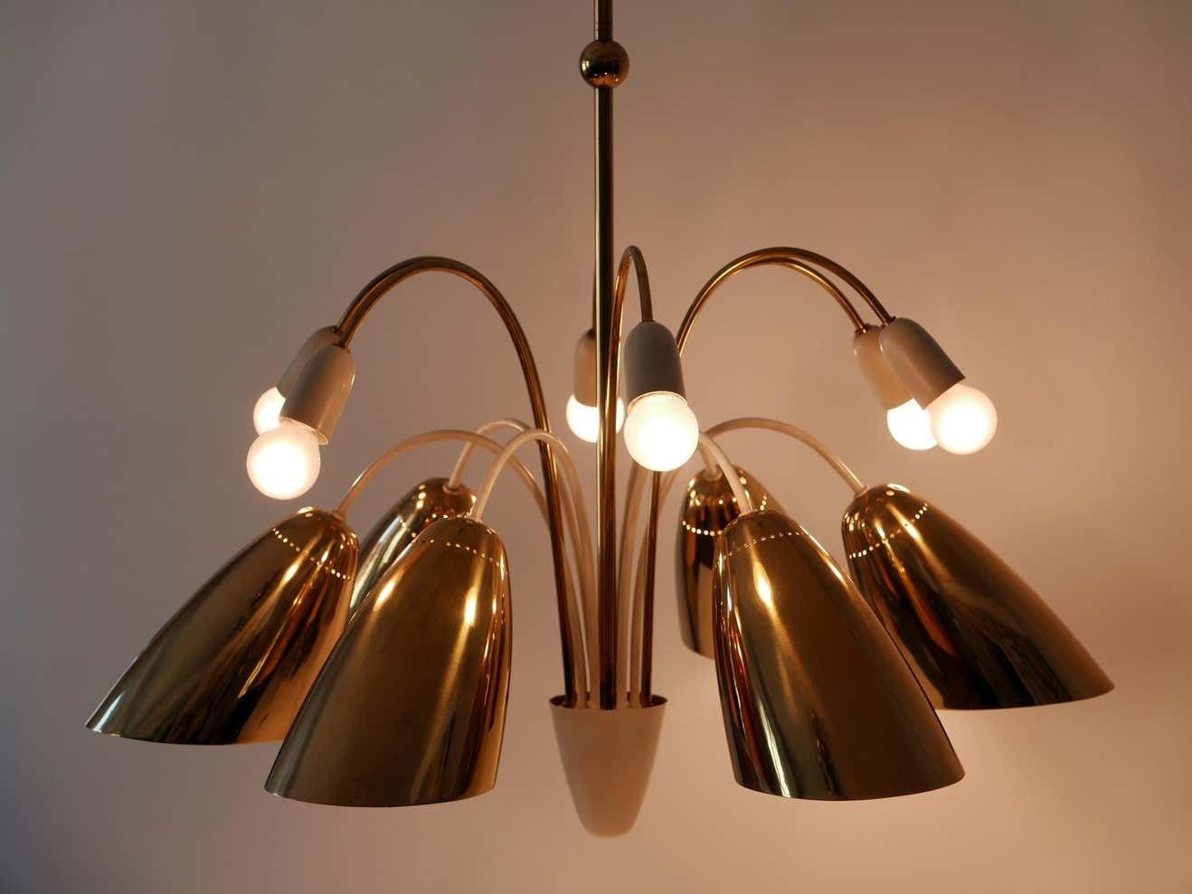 Rare Large 12 Armed Sputnik Chandelier Or Pendant Lamp By Vereinigte Werkstätten photo 6807.0
