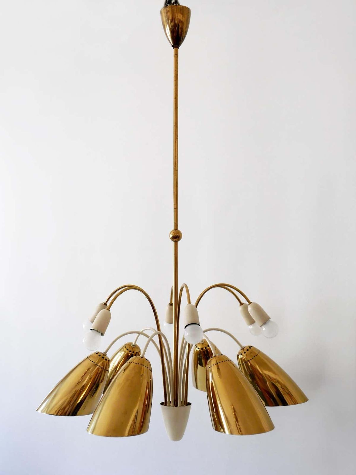 photo vinterior Rare Large 12 Armed Sputnik Chandelier Or Pendant Lamp By Vereinigte Werkstätten