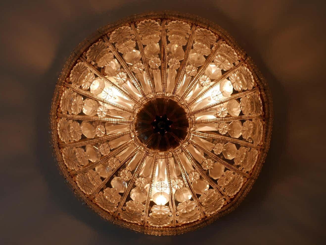 Large Mid Century Modern Crystal Glass Flush Mount Or Wall Lamp Germany, 1950s photo furniture