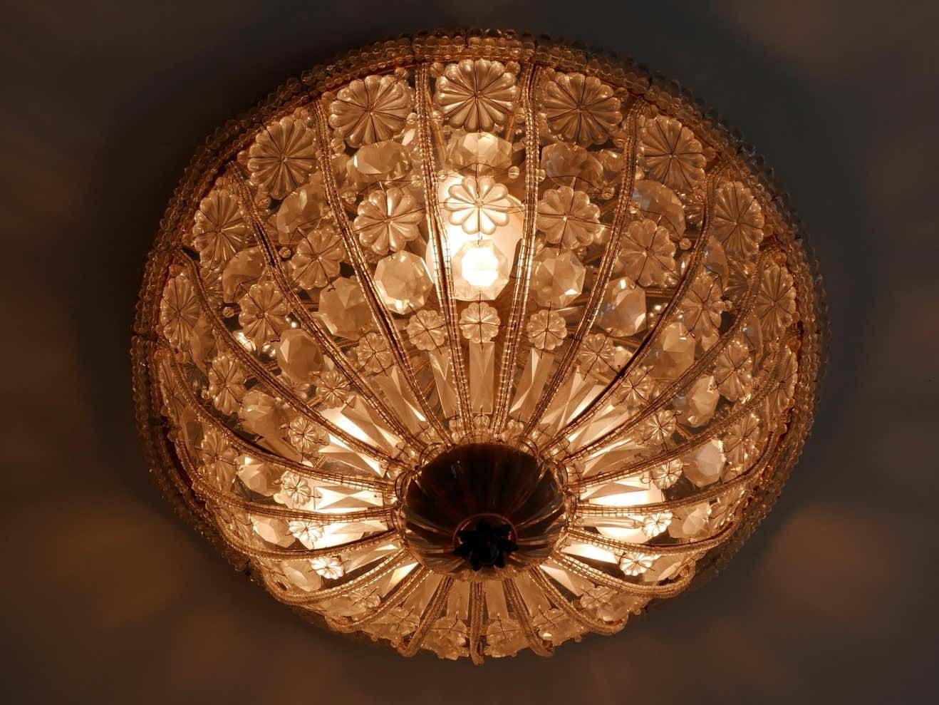 Large Mid Century Modern Crystal Glass Flush Mount Or Wall Lamp Germany, 1950s photo Lighting